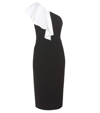 Shop Saint Laurent One-shoulder Virgin Wool Dress In Black