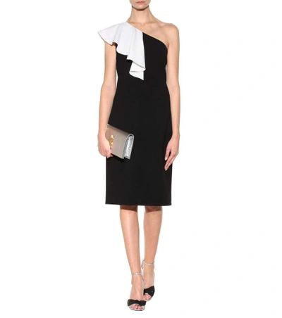 Shop Saint Laurent One-shoulder Virgin Wool Dress In Black