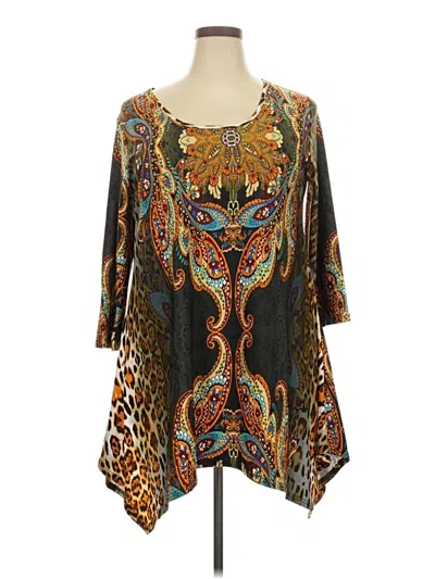 White Mark Plus Marlene Womens Drapey Printed Tunic Top In Multi