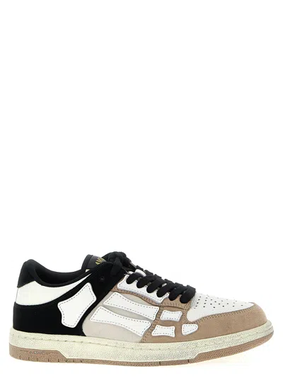 Amiri Skel Top Low Distressed Leather Sneakers In Brown