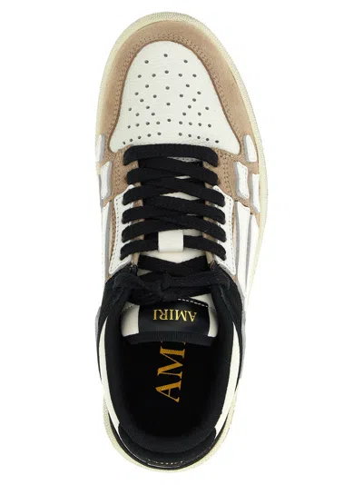 Amiri Skel Top Low Distressed Leather Sneakers In Brown