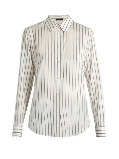 The Row Peter Striped Silk Blouse, White Pattern In Ivory Multi | ModeSens