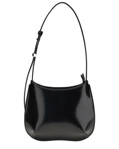 Jacquemus Le Petit Bisou Leather Shoulder Bag Adjustable Strap In Black