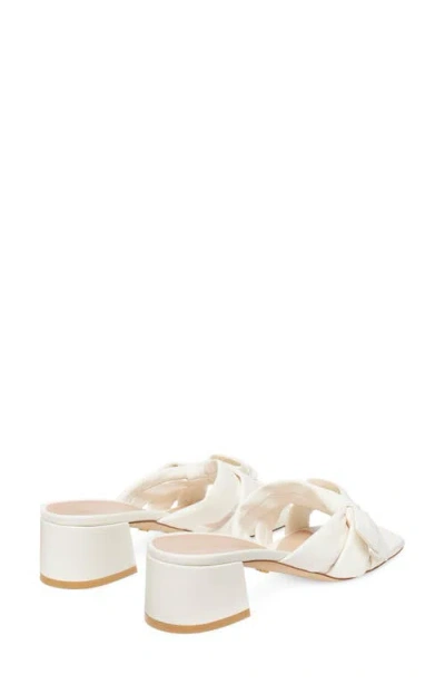 Stuart Weitzman Sofia Lambskin Bow Mule Sandals In White