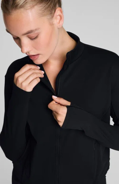 Spanx Brushed Full Zip Jacket In Black