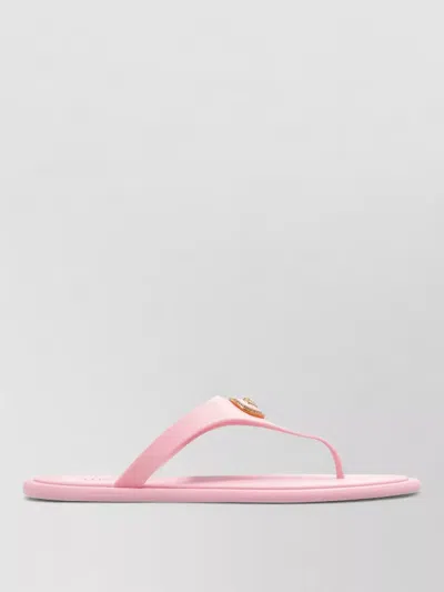Versace Gianni Ribbon Pink Sandals With Metallic Medusa Head On The Front In Rubber Woman
