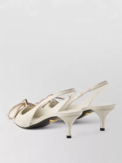 Prada Leather Slingback Pumps Bow Kitten Heel In Multi