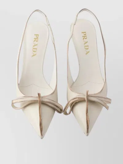 Prada Leather Slingback Pumps Bow Kitten Heel In Multi