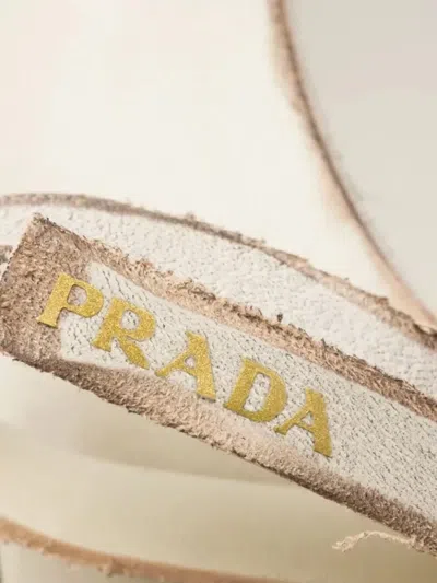 Prada Leather Slingback Pumps Bow Kitten Heel In Multi