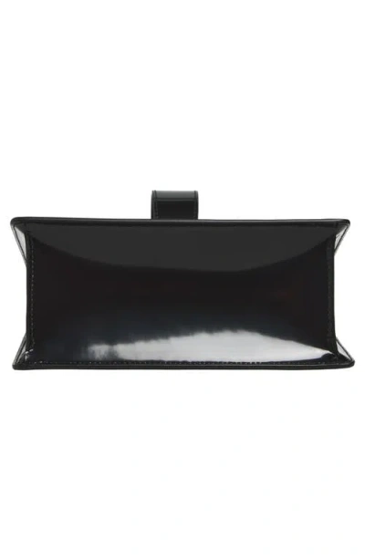 Ferragamo Mini Embellished Patent-leather Clutch In Black