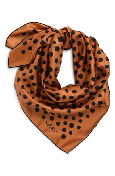 Valentino Garavani Dalmatian Polka Dot Silk Square Scarf In Orange