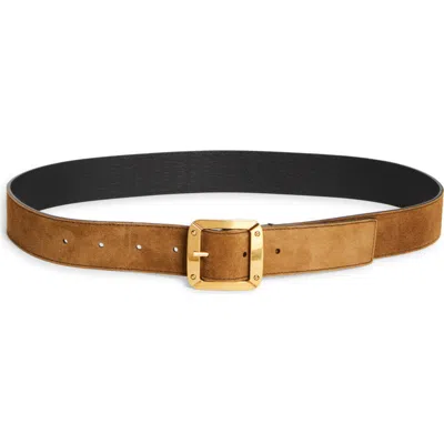 Acne Studios Reversible Leather And Suede Belt In Gold