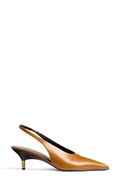 Khaite Bella 55 18kt Gold-plated Leather Slingback Pumps In Brown