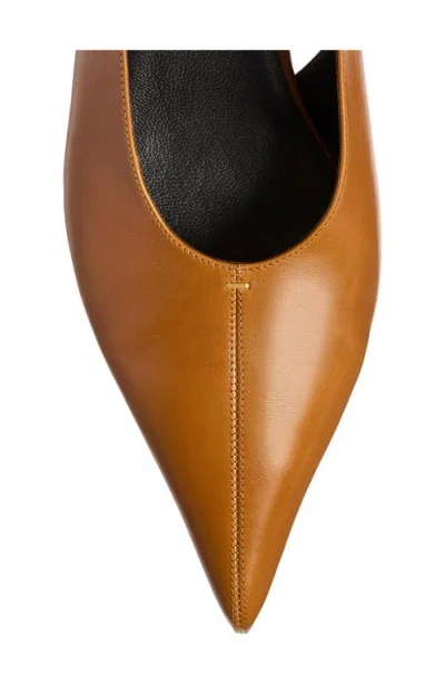 Khaite Bella 55 18kt Gold-plated Leather Slingback Pumps In Brown