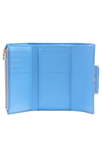 Tom Ford Aube Croc Embossed Compact Wallet In Blue