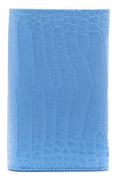 Tom Ford Aube Croc Embossed Compact Wallet In Blue