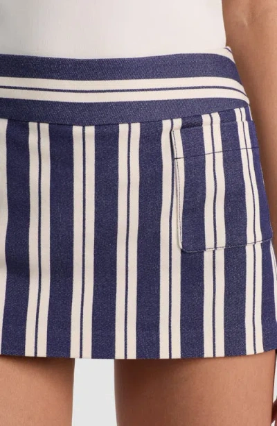 Alice And Olivia Ace Mini Skort Metro Stripe Twilight Blue In Brown