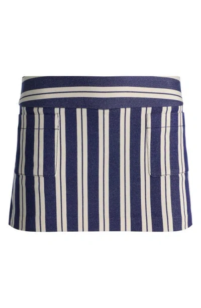 Alice And Olivia Ace Mini Skort Metro Stripe Twilight Blue In Brown