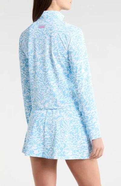 G/fore Scribble Print Quarter Zip Sweatshirt In Blue