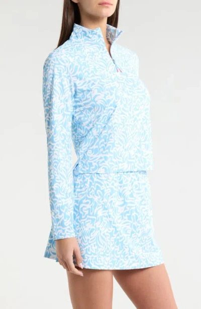 G/fore Scribble Print Quarter Zip Sweatshirt In Blue