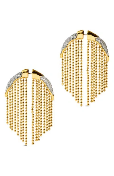 Alexis Bittar Solanales Crystal Fringed Front To Back Earrings In Gold