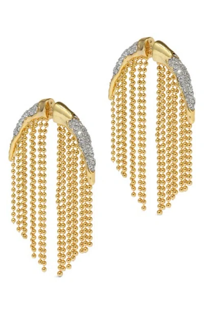 Alexis Bittar Solanales Crystal Fringed Front To Back Earrings In Gold