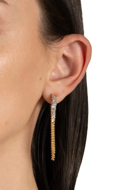 Alexis Bittar Solanales Crystal Fringed Front To Back Earrings In Gold