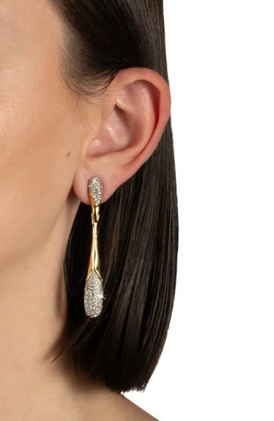 Alexis Bittar Solanales Linear Crystal Teardrop Earrings In Gold