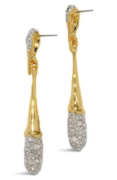 Alexis Bittar Solanales Linear Crystal Teardrop Earrings In Gold