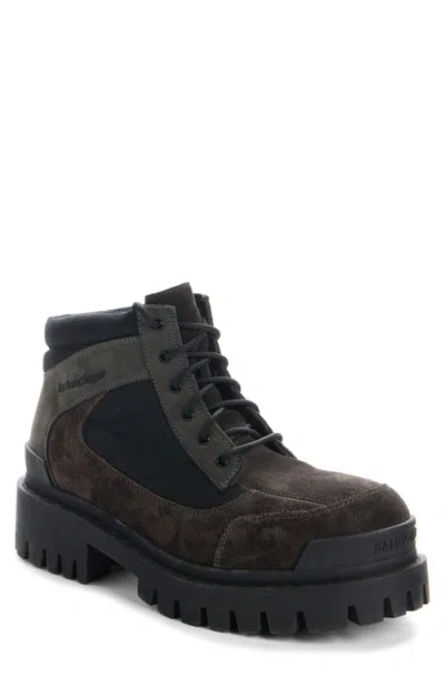 Balenciaga Slate Suede And Canvas Combat Ankle Boots In Brown
