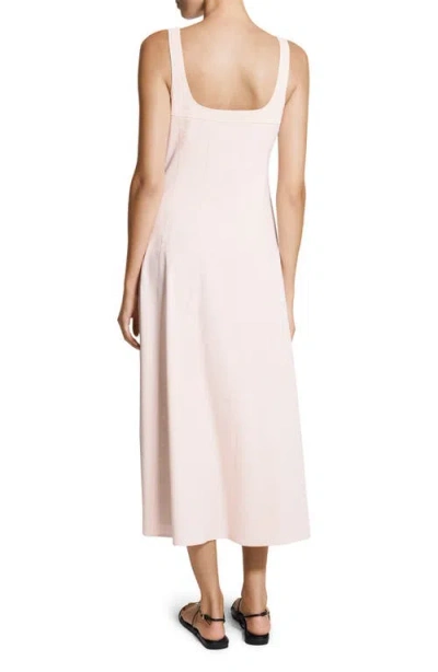 Theory Womens Warm Pink Seamed Square-neck Linen-blend Midi Dress