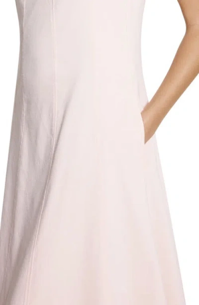 Theory Womens Warm Pink Seamed Square-neck Linen-blend Midi Dress