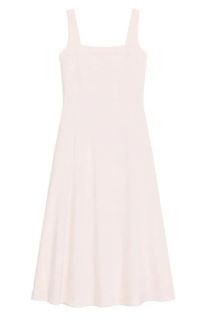 Theory Womens Warm Pink Seamed Square-neck Linen-blend Midi Dress