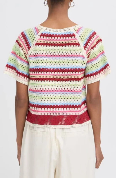 Ichi Multicolor Stripe Knit Top In Multi