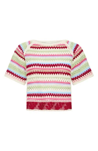 Ichi Multicolor Stripe Knit Top In Multi