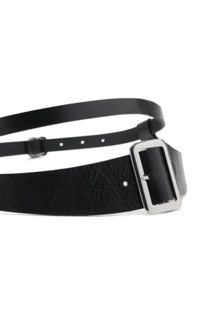 Mango Leather Mixed Belt In Black