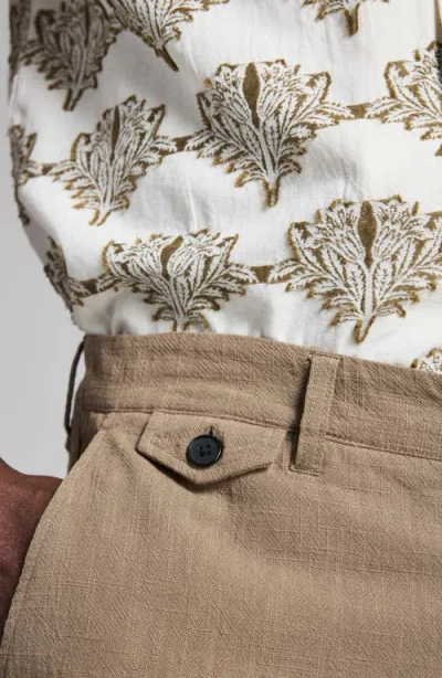Billy Reid Short Sleeve Botanical Jacquard Camp Shirt In Neutral
