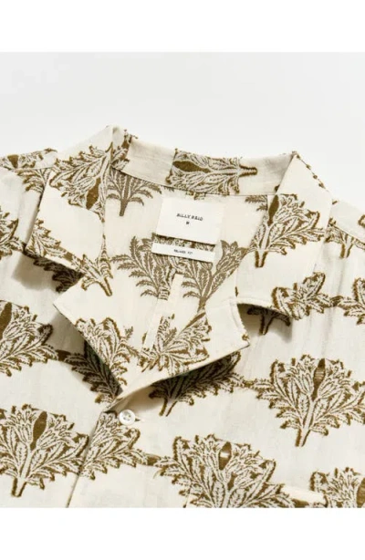 Billy Reid Short Sleeve Botanical Jacquard Camp Shirt In Neutral