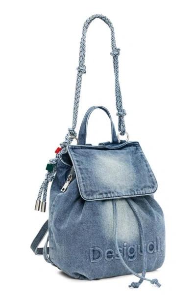 Desigual Mini Denim Backpack In Blue