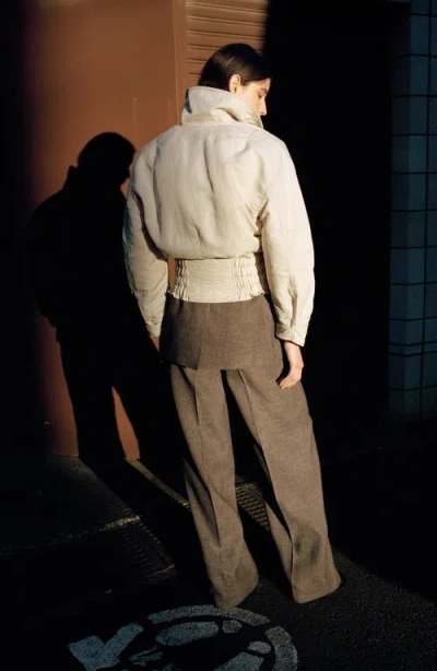 Mango Oversize Gathered Hem Jacket In Neutral