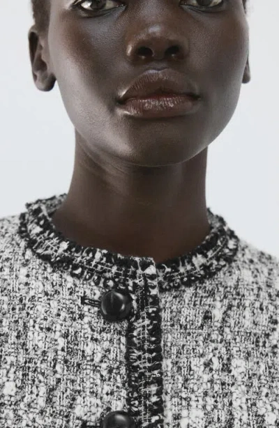 Mango Tweed Jacket In Gray