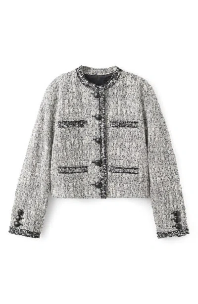 Mango Tweed Jacket In Gray