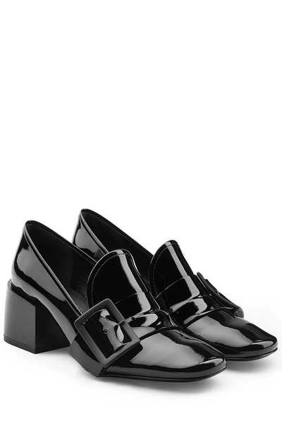 Jil Sander Buckled Patent-leather Loafers In Black