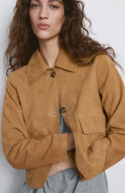 Mango Suede Jacket In Brown