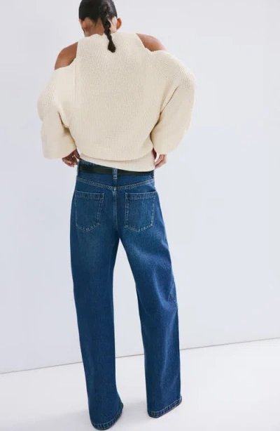 Mango Cold Shoulder Sweater In Neutral