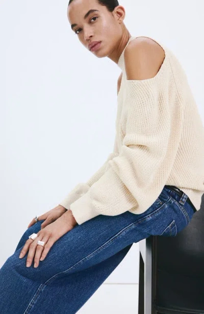 Mango Cold Shoulder Sweater In Neutral