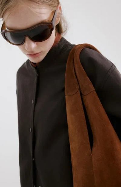 Mango Oversize Bomber Jacket In Purple