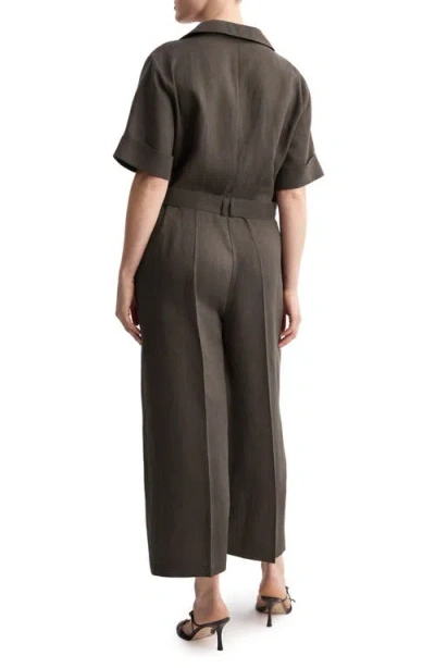 Mango Lyocell Button-up Jumpsuit In Brown
