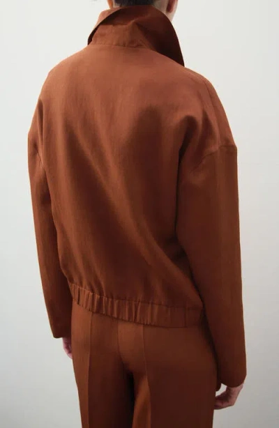 Mango Zip Jacket In Brown