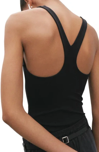 Mango Open Back Fitted Bodysuit In Black